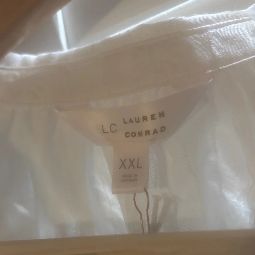 LC Lauren Conrad Cream Puff Sleeve Blouse - Picture 3 of 3